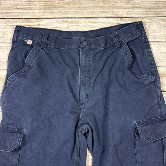 Carhartt FR Men's 38 Flame Resistant Navy Blue Cargo Work Pants Inseam 28" - Picture 4 of 11